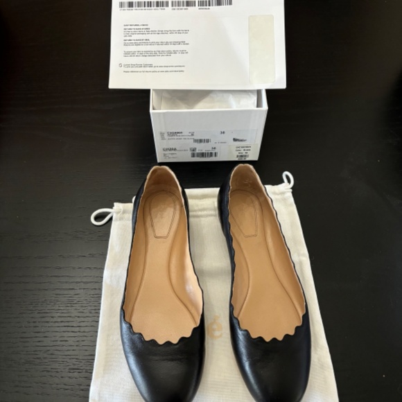 Chloe Lauren Scalloped Leather Flats - Picture 5 of 8